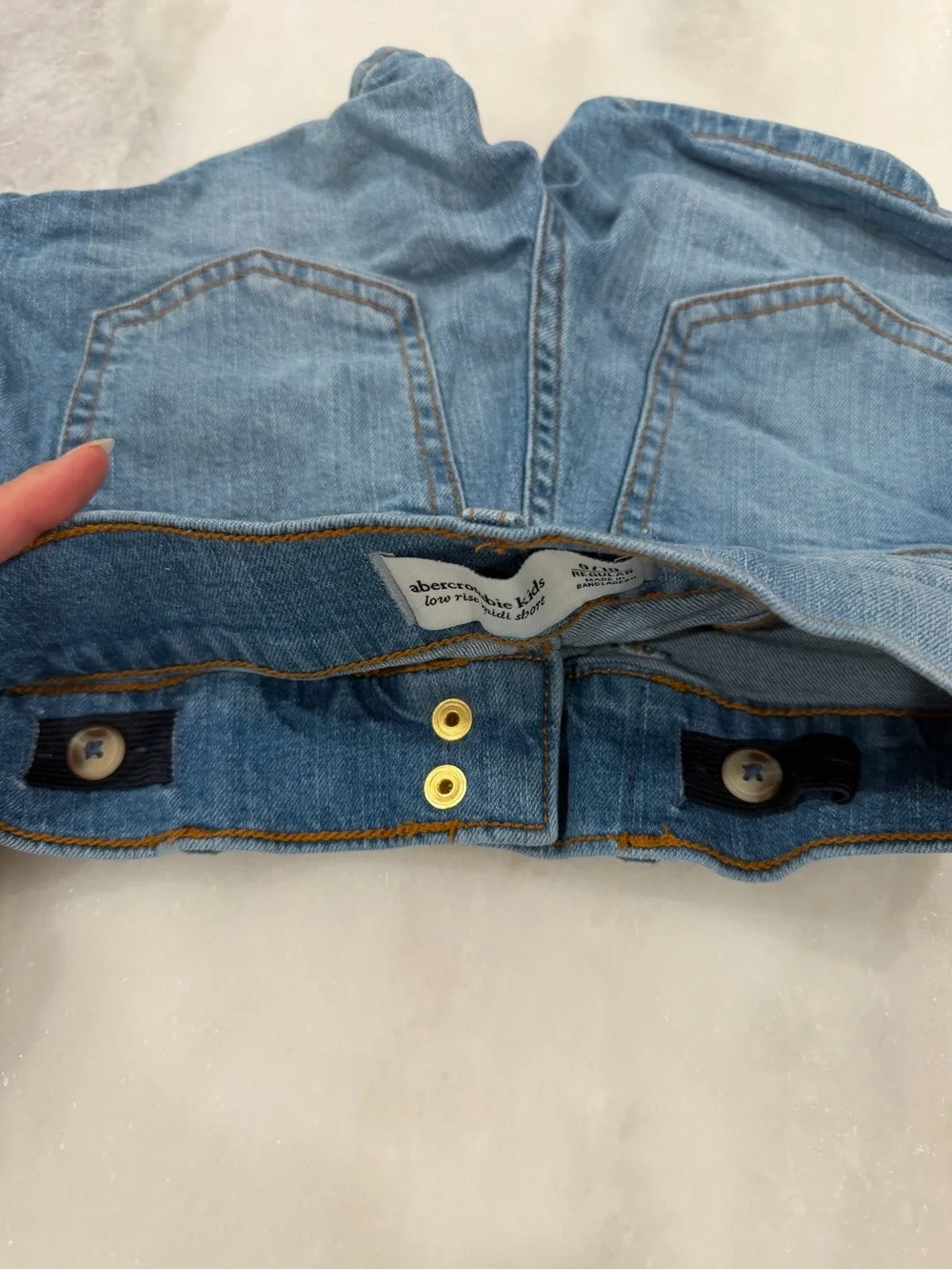 abercrombie kids Denim Utility High-Rise Shorts - Blue
